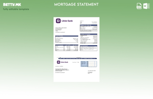 модерен стил Извод за хипотека од банка на Ирска Алстер во шаблон формати Word и